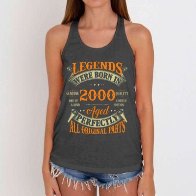 25th Birthday Vintage Legends Born In 2000 25 Years Old Women's Knotted Racerback Tank