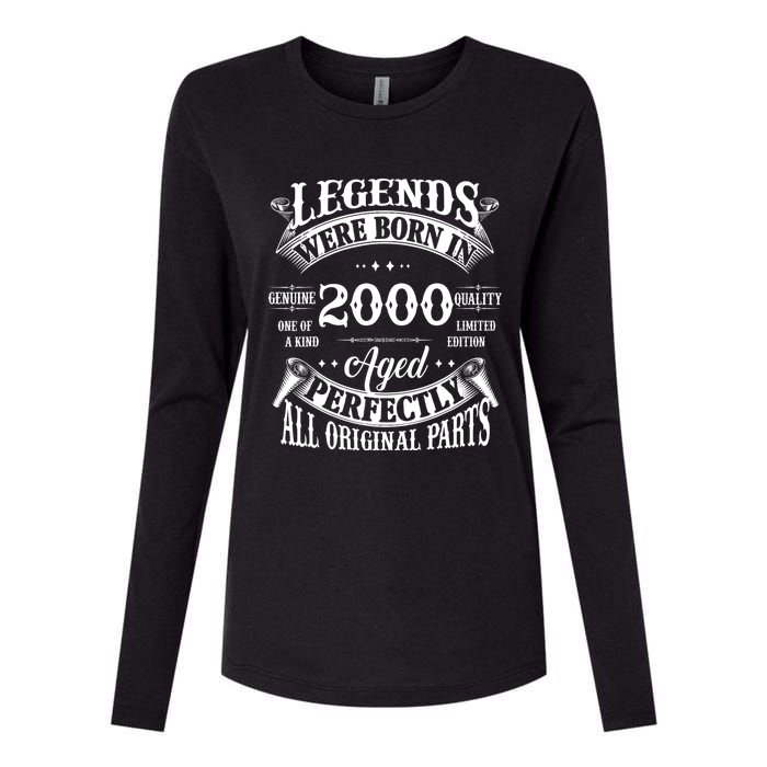 24th Birthday Vintage Legends Born In 2000 24 Years Old Womens Cotton Relaxed Long Sleeve T-Shirt