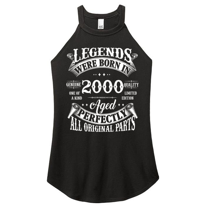 24th Birthday Vintage Legends Born In 2000 24 Years Old Women's Perfect Tri Rocker Tank