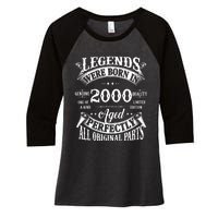 24th Birthday Vintage Legends Born In 2000 24 Years Old Women's Tri-Blend 3/4-Sleeve Raglan Shirt