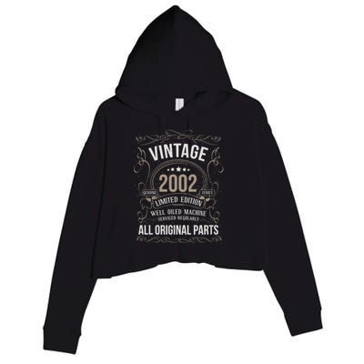 21 Birthday Vintage 2002 Original Parts Car Enthusiast Gift Crop Fleece Hoodie