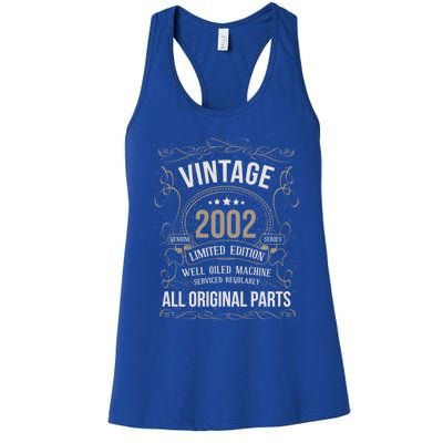 21 Birthday Vintage 2002 Original Parts Car Enthusiast Gift Women's Racerback Tank