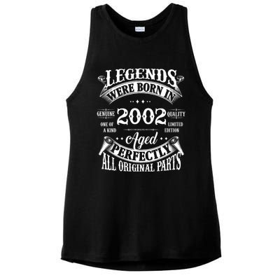 22nd Birthday Vintage Legends Born In 2002 22 Years Old Ladies PosiCharge Tri-Blend Wicking Tank