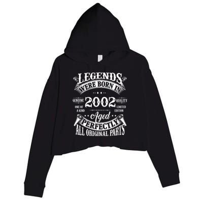 22nd Birthday Vintage Legends Born In 2002 22 Years Old Crop Fleece Hoodie