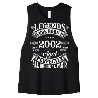 22nd Birthday Vintage Legends Born In 2002 22 Years Old Women's Racerback Cropped Tank