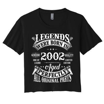 22nd Birthday Vintage Legends Born In 2002 22 Years Old Women's Crop Top Tee