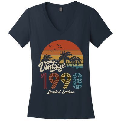 25th Birthday Vintage Limited Edition 1998 Women's V-Neck T-Shirt