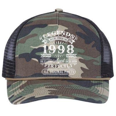 25th Birthday Vintage Legends Born In 1998 25 Years Old Retro Rope Trucker Hat Cap