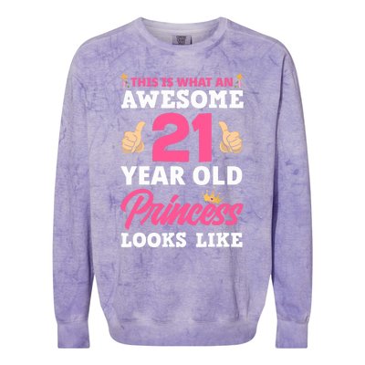 21st Birthday Wo Funny 21 Years Old Birthday Girl Colorblast Crewneck Sweatshirt