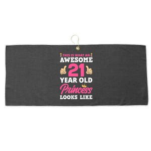 21st Birthday Wo Funny 21 Years Old Birthday Girl Large Microfiber Waffle Golf Towel