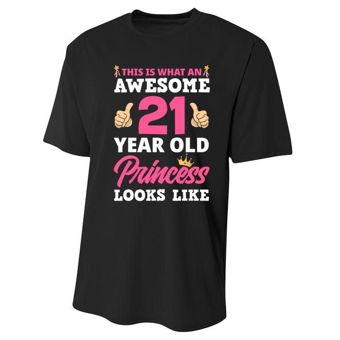 21st Birthday Wo Funny 21 Years Old Birthday Girl Performance Sprint T-Shirt