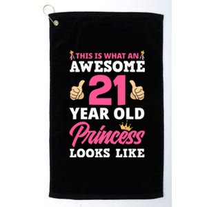 21st Birthday Wo Funny 21 Years Old Birthday Girl Platinum Collection Golf Towel