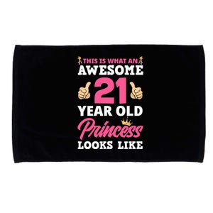 21st Birthday Wo Funny 21 Years Old Birthday Girl Microfiber Hand Towel