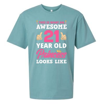 21st Birthday Wo Funny 21 Years Old Birthday Girl Sueded Cloud Jersey T-Shirt