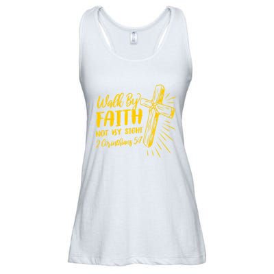 2 Corinthians 5:7 For We Walk By Faith Not By Sight Ladies Essential Flowy Tank