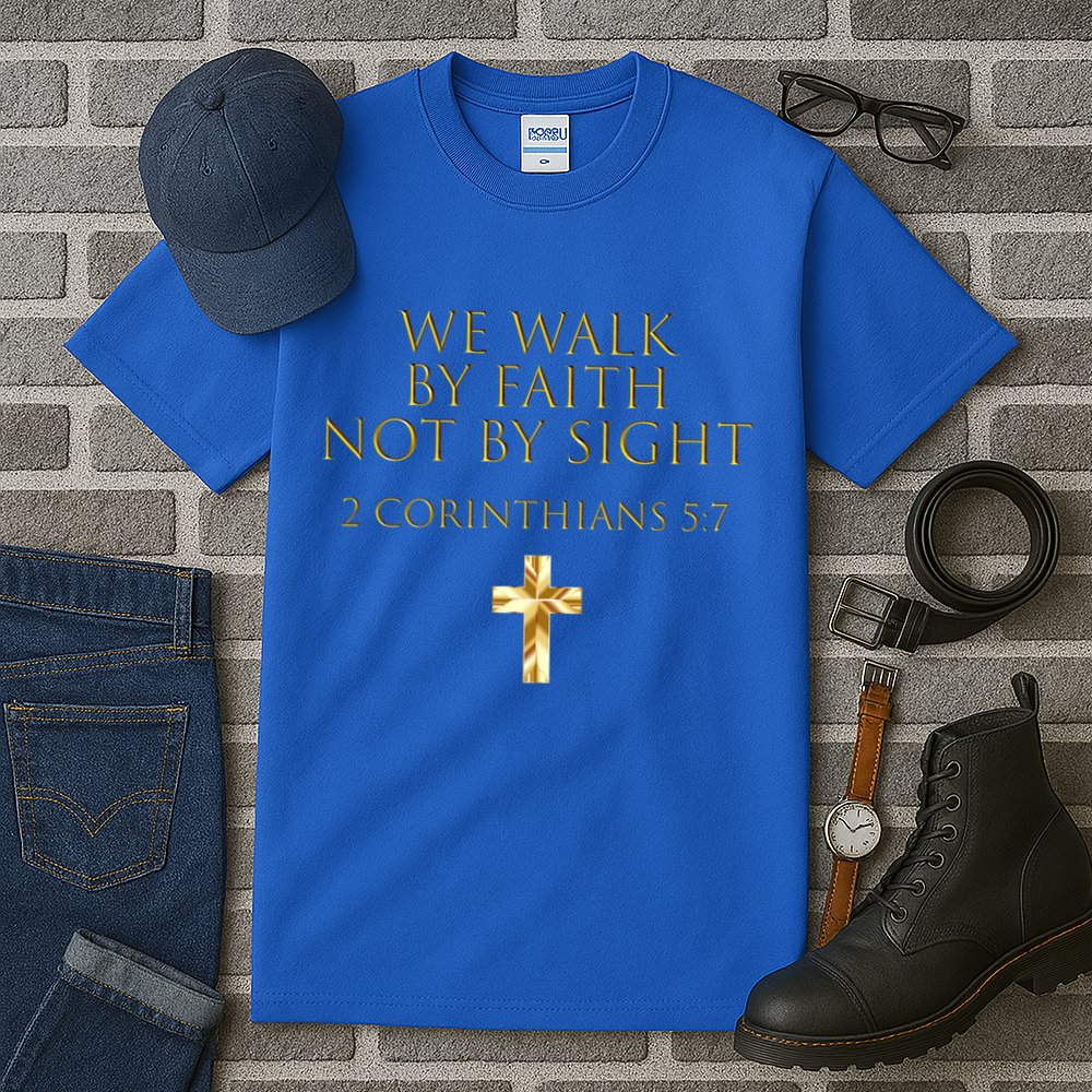 2 Corinthians 5:7 Bible Verse We Walk By Faith Not By Sight Gift Tall T-Shirt