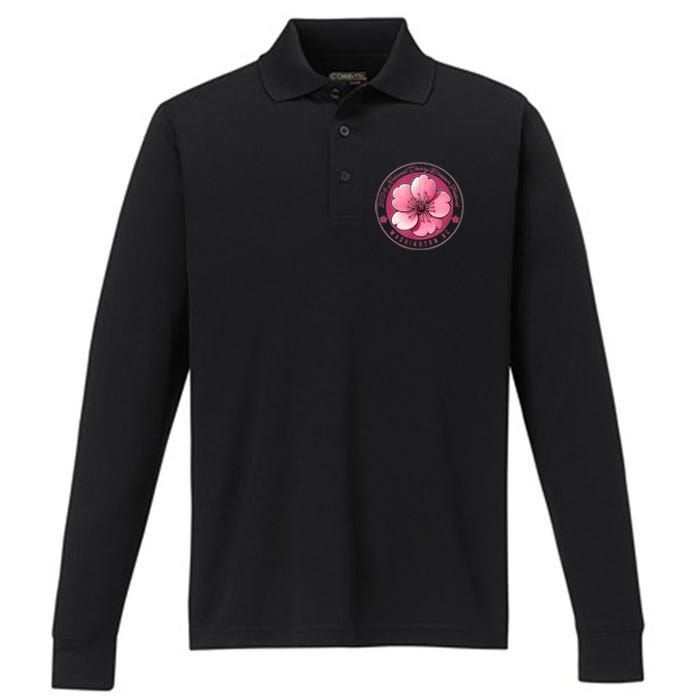 2024 Cherry Blossom Festival Washington Dc Souvenir Performance Long Sleeve Polo