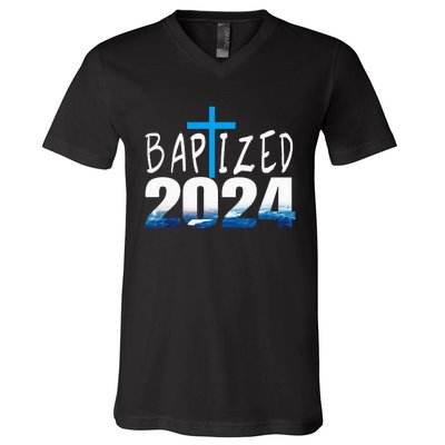 2024 Christian Baptism Baptized V-Neck T-Shirt