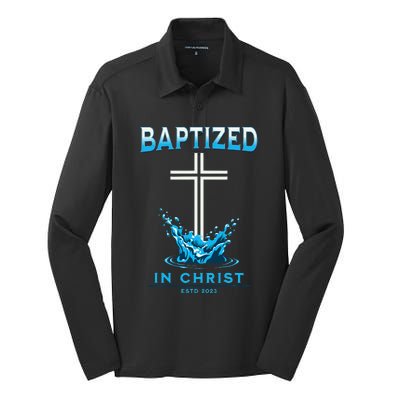 2023 Christian Baptism Baptized In Christ Keepsake Silk Touch Performance Long Sleeve Polo