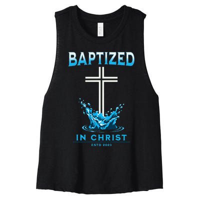 2023 Christian Baptism Baptized In Christ Keepsake Women's Racerback Cropped Tank