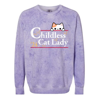 2024 Childless Cat Lady For President Colorblast Crewneck Sweatshirt