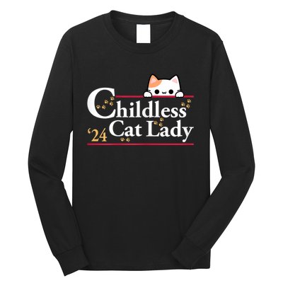 2024 Childless Cat Lady For President Long Sleeve Shirt