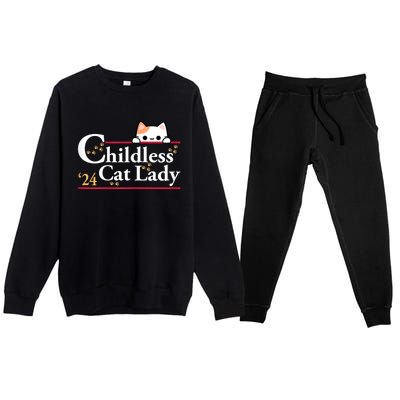 2024 Childless Cat Lady For President Premium Crewneck Sweatsuit Set