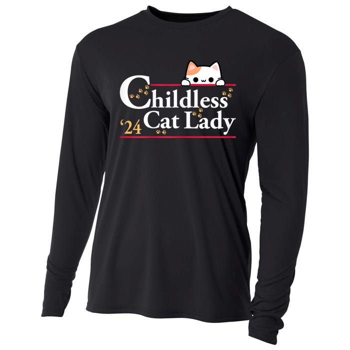 2024 Childless Cat Lady For President Cooling Performance Long Sleeve Crew