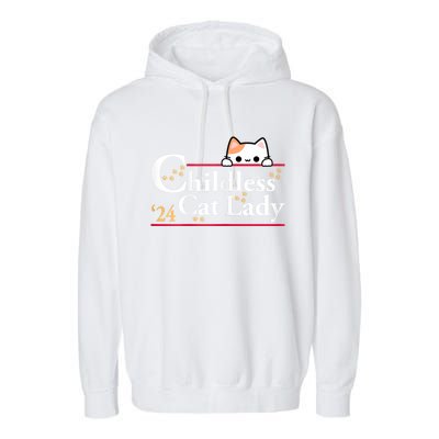 2024 Childless Cat Lady For President Garment-Dyed Fleece Hoodie