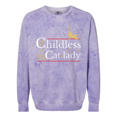 2024 Childless Cat Lady Colorblast Crewneck Sweatshirt