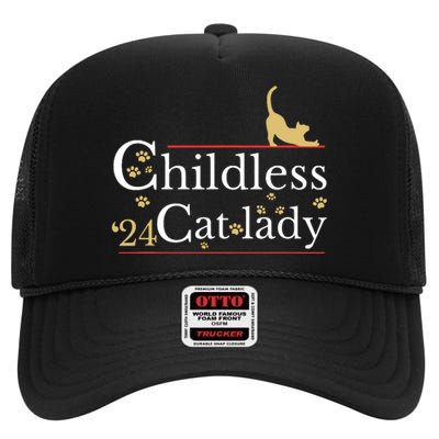 2024 Childless Cat Lady High Crown Mesh Back Trucker Hat