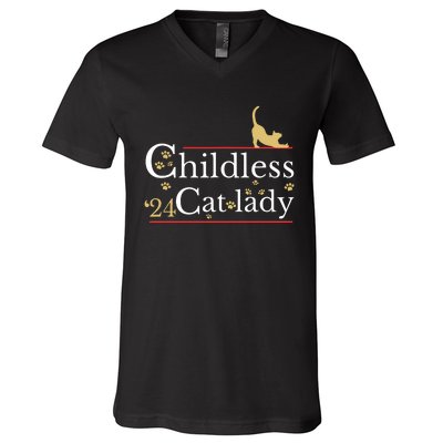 2024 Childless Cat Lady V-Neck T-Shirt