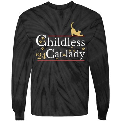 2024 Childless Cat Lady Tie-Dye Long Sleeve Shirt