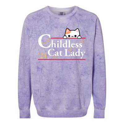 2024 Childless Cat Lady Colorblast Crewneck Sweatshirt