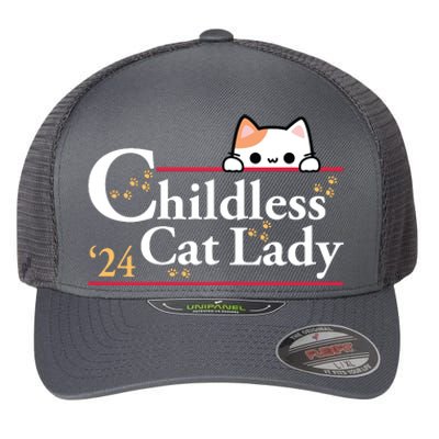 2024 Childless Cat Lady Flexfit Unipanel Trucker Cap