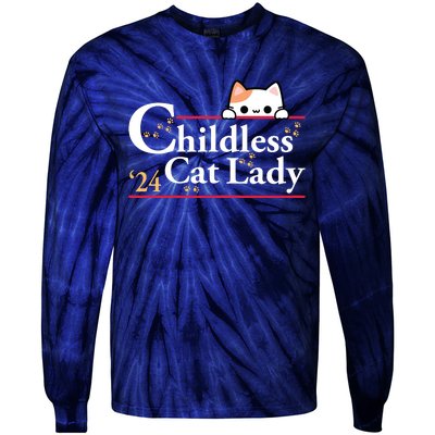 2024 Childless Cat Lady Tie-Dye Long Sleeve Shirt