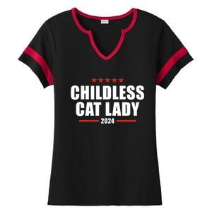 2024 Childless Cat Lady For President Ladies Halftime Notch Neck Tee