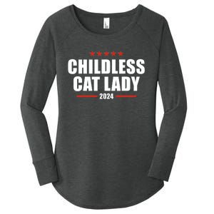 2024 Childless Cat Lady For President Women's Perfect Tri Tunic Long Sleeve Shirt