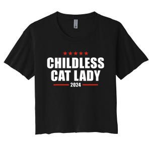 2024 Childless Cat Lady For President Women's Crop Top Tee