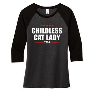 2024 Childless Cat Lady For President Women's Tri-Blend 3/4-Sleeve Raglan Shirt