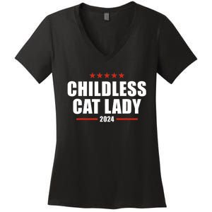 2024 Childless Cat Lady For President Women's V-Neck T-Shirt