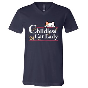 2024 Childless Cat Lady For President V-Neck T-Shirt