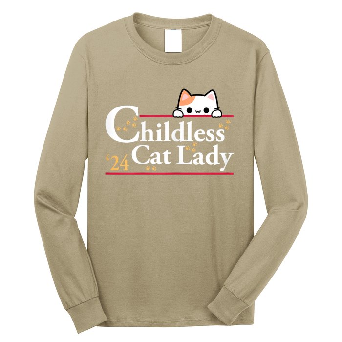 2024 Childless Cat Lady For President Long Sleeve Shirt