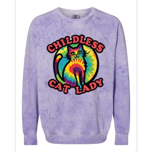 2024 Childless Cat Lady Design Ladies Is Voting Kamala Elect Colorblast Crewneck Sweatshirt