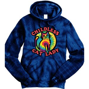 2024 Childless Cat Lady Design Ladies Is Voting Kamala Elect Tie Dye Hoodie