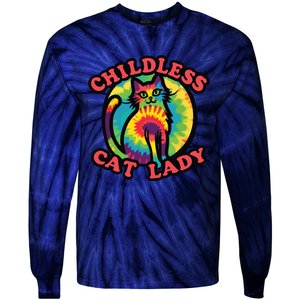 2024 Childless Cat Lady Design Ladies Is Voting Kamala Elect Tie-Dye Long Sleeve Shirt