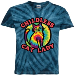 2024 Childless Cat Lady Design Ladies Is Voting Kamala Elect Kids Tie-Dye T-Shirt