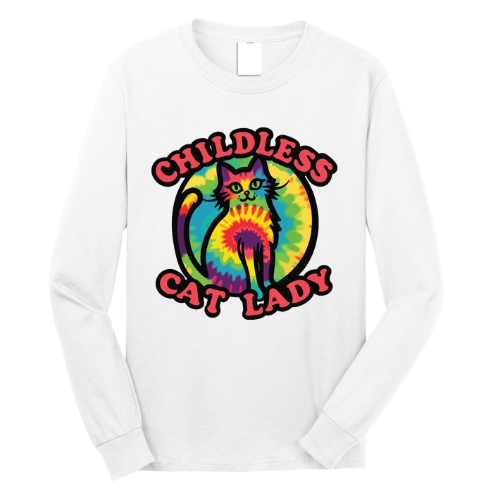 2024 Childless Cat Lady Design Ladies Is Voting Kamala Elect Long Sleeve Shirt