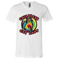 2024 Childless Cat Lady Design Ladies Is Voting Kamala Elect V-Neck T-Shirt