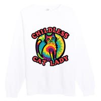 2024 Childless Cat Lady Design Ladies Is Voting Kamala Elect Premium Crewneck Sweatshirt